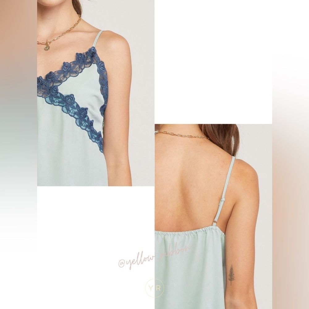NEW Lace Trim Cami Sleeveless Top - Picture 3 of 5